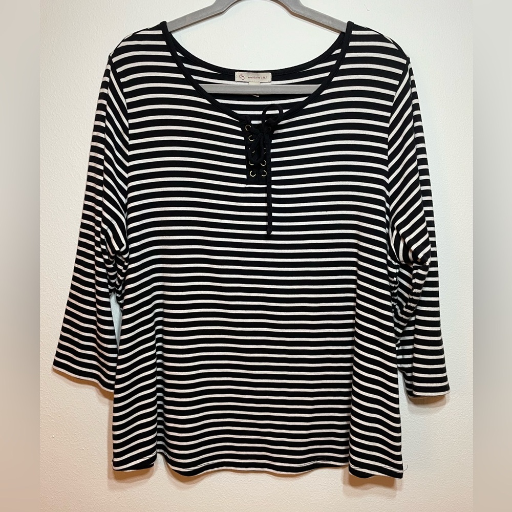 Dress Barn Striped Black and White Women's Top Size 2X
